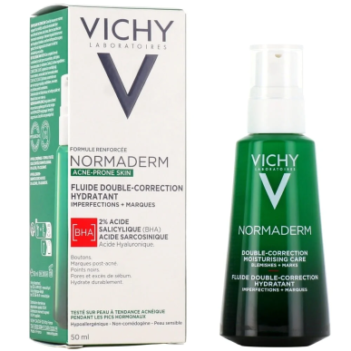 Vichy Normaderm Fluide Double Correction 50ml – Soins peau grasse, mixte et acné | Normaderm - Visage Tunisie | Miral Parapharma