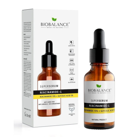 Biobalance Sérum G-Super Niacinamide 15% + Acide glycolique 5% 30ml – soins anti-âge et anti-rides | Biobalance - Visage Tunisie