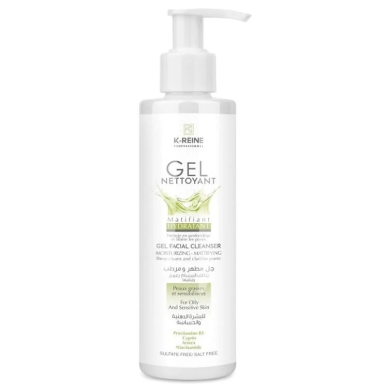K-REINE Gel Nettoyant Matifiant Hydratant Peaux Grasses 200ml – Démaquillants, nettoyants visage / Gel, crème, huile | K-REINE -