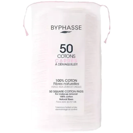 BYPHASSE 50 Carres A Demaquiller – Démaquillants, nettoyants visage / Cotons démaquillants, lin | Byphasse - Visage Tunisie | Mi