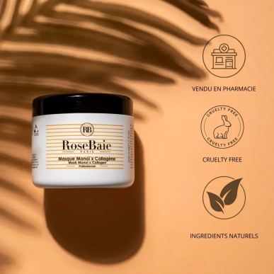 RoseBaie Masque Monoï Collagène 500ml – Masques visage et gommage | RoseBaie - Visage Tunisie | Miral Parapharmacie