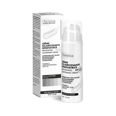 CLARENIA Creme Eclaircissante Renovatrice SPF20 Peau Mixte à Grasse 50ml – Soins hydratants et nourrissants / Hydratants peaux n