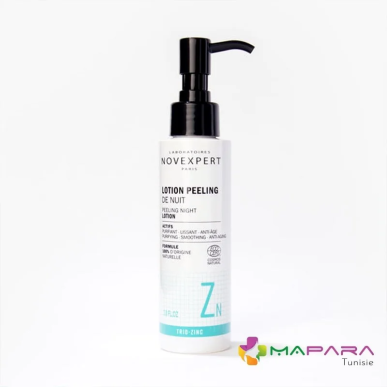 NOVEXPERT Lotion Peeling Nuit Trio Zinc 115ml – Soins peau grasse, mixte et acné / Peaux à imperfections | NOVEXPERT - Visage Tu
