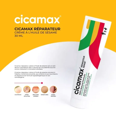 CICAMAX Reparateur Creme à l’Huile de Sesame 30ml – soins des cicatrices | PHYTEAL - Visage Tunisie | Miral Parapharmacie