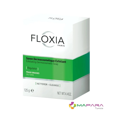 FLOXIA Savon Dermocosmétique Exfoliant Regulator 125g – Soins peau grasse, mixte et acné / Nettoyage | FLOXIA - Visage Tunisie |