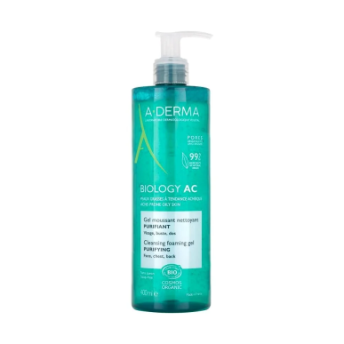 A-Derma Biology AC Gel Moussant Purifiant 400ml – Démaquillants, nettoyants visage / Gel, crème, huile | Aderma Biology - Visage