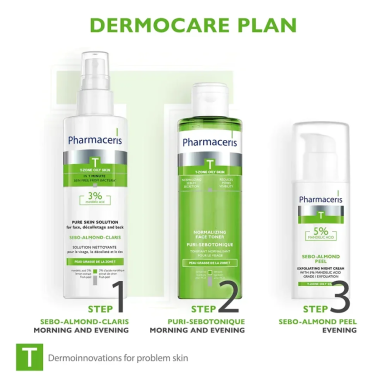 Pharmaceris T Sebo Almond Peel Crème Nuit Exfoliante 50ml – Soins peau grasse, mixte et acné / Peaux à imperfections | Pharmacer