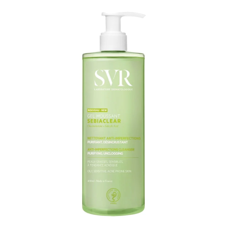 SVR Sebiaclear Gel Moussant 400ml – Soins peau grasse, mixte et acné / Nettoyage | Sebiaclear - Visage Tunisie | Miral Parapharm