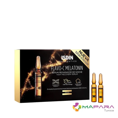 ISDINCEUTICS FLAVO-C Melatonin Serum Reparateur Nuit 30 Unidoses De 2ml Isdin – soins anti-âge et anti-rides / Serum anti âge et