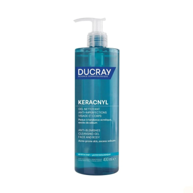 Ducray Keracnyl Gel Moussant Visage et Corps 400ml – Soins peau grasse, mixte et acné / Nettoyage | KERACNYL - Visage Tunisie | 