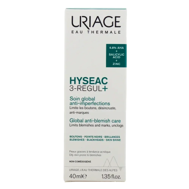 URIAGE HYSEAC 3 Regul + Soin Global Peaux Grasses à Imperfections 40ml – Soins peau grasse, mixte et acné | URIAGE - Visage Tuni