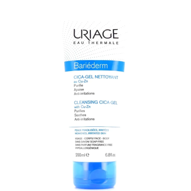 Uriage Bariéderm Cica Gel Nettoyant 200ml – Démaquillants, nettoyants visage / Gel, crème, huile | URIAGE - Visage Tunisie | Mir