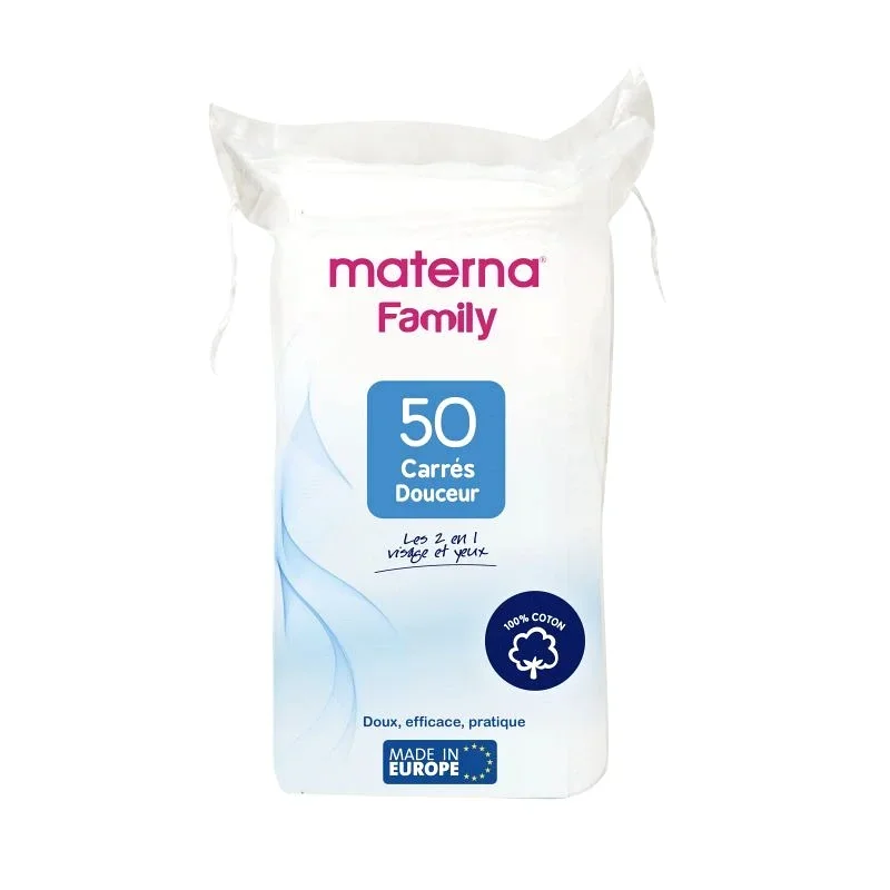 Materna 50 Coton Démaquillants carrés de soins Materna 50 Coton Démaquillants carrés de soins