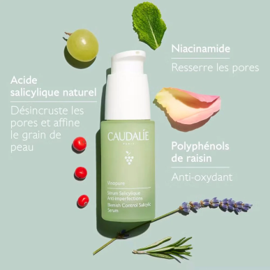 Caudalie Vinopure Sérum Salicylique Anti-Imperfections 30ml – Soins peau grasse, mixte et acné / Peaux à imperfections | Caudali