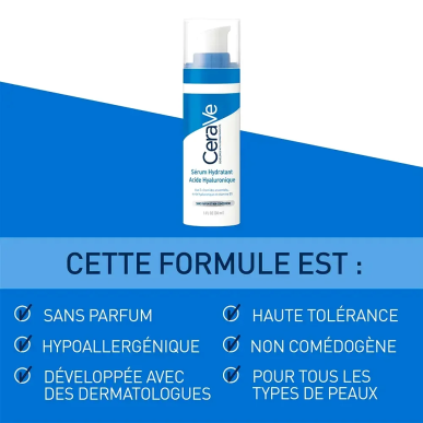 CeraVe Sérum Hydratant à l’Acide Hyaluronique 30ml – Soins hydratants et nourrissants / hydratants toutes peaux | CeraVe - Visag