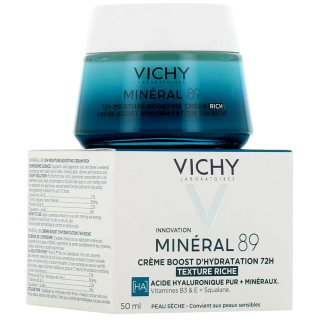 Vichy Minéral 89 Crème Boost D’Hydratation RICHE 72H 50ml – Soins hydratants et nourrissants | Vichy - Visage Tunisie | Miral Pa