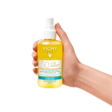 VICHY CAPITAL SOLEIL Eau de Protection Solaire Hydratante SPF 50 – Démaquillants, nettoyants visage / Eau micellaire, tonique,  