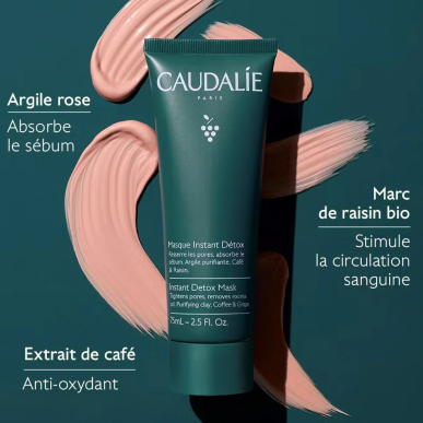 Caudalie Masque Instant Détox 75ml – Masques visage et gommage | Caudalie - Visage Tunisie | Miral Parapharmacie