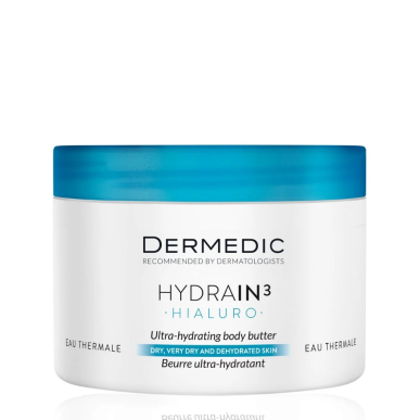 Dermedic Hydrain 3 Beurre à l’Acide Hyaluronique pour Corps 225ml – Soins hydratants et nourrissants / hydratants toutes peaux |