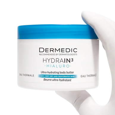 Dermedic Hydrain 3 Beurre à l’Acide Hyaluronique pour Corps 225ml – Soins hydratants et nourrissants / hydratants toutes peaux |