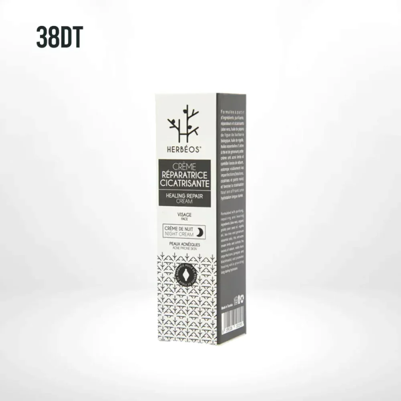 HERBÉOS Crème Réparatrice Cicatrisante Nuit Peaux Acnéiques 30 ml