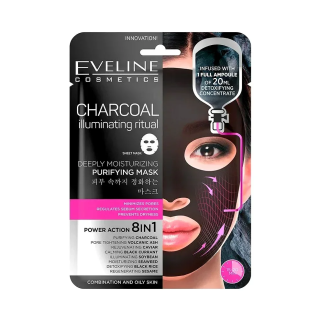 Eveline Masque Visage Purifiant et Hydratant en Profondeur au Charbon 8 en 1 – Masques visage et gommage | Eveline - Visage Tuni