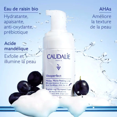 Caudalie Vinoperfect Mousse Micro-Peeling Éclat 100ml – Masques visage et gommage | Caudalie - Visage Tunisie | Miral Parapharma