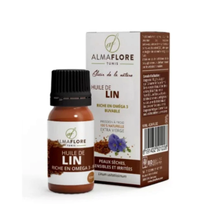 ALMAFLORE Huile De Lin 10ml – Soins hydratants et nourrissants / Hydratants peaux sèches | ALMAFLORE - Visage Tunisie | Miral Pa