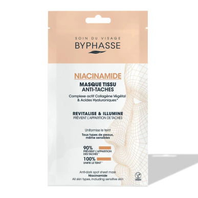 Byphasse Masque Tissu Anti-taches Niacinamide – Masques visage et gommage | Byphasse - Visage Tunisie | Miral Parapharmacie