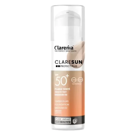 Clarenia Claresun Fond de Teint 02 Medium SPF50+ Waterproof 50ml – Maquillage / Fond de teint | CLARENIA - Visage Tunisie | Mira