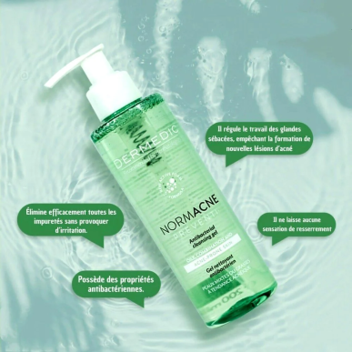 Dermedic Normacne Gel Nettoyant Antibactérien 500ml – Soins peau grasse, mixte et acné / Nettoyage | DERMEDIC - Visage Tunisie |
