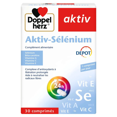 AKTIV Selenium 30 Gelules – Soins peau grasse, mixte et acné / Soins Spécifiques | DOPPELHERZ - Visage Tunisie | Miral Parapharm