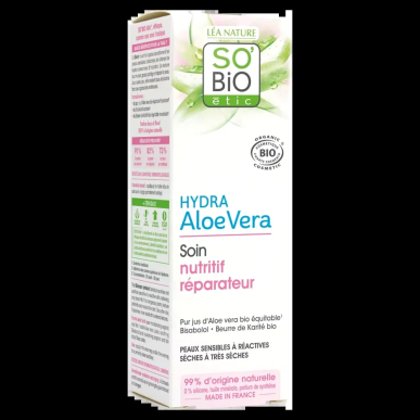 SO BIO Hydra Aloe Vera Soin Nutritif Réparateur 50ml – Soins hydratants et nourrissants | SO BiO - Visage Tunisie | Miral Paraph