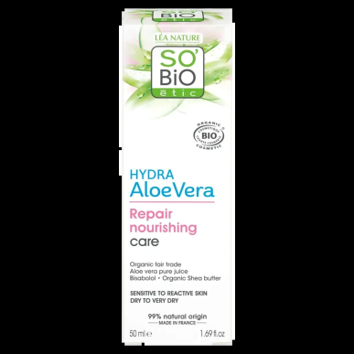 SO BIO Hydra Aloe Vera Soin Nutritif Réparateur 50ml – Soins hydratants et nourrissants | SO BiO - Visage Tunisie | Miral Paraph