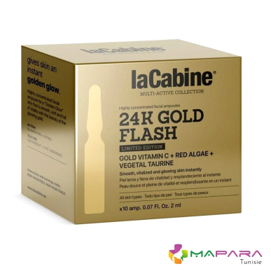 La Cabine 24K Gold Flash Édition Limitée 10 Ampoule – ÉCLAT DU TEINT | La Cabine - Visage Tunisie | Miral Parapharmacie