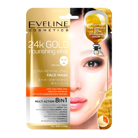 Eveline 24k Gold Nourishing Elixir Masque Liftant – Masques visage et gommage | Eveline - Visage Tunisie | Miral Parapharmacie