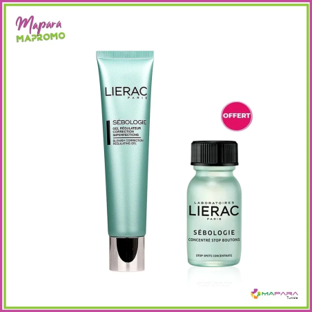 LIERAC Gel Sebo-Regulateur Correcteur Matifiant + Sebologie Concentre Stop Bouton Offert – Soins peau grasse, mixte et acné / Pe