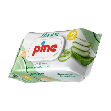 PINE Lingettes Humides à l’extrait d’Aloe Vera 72 pcs – Démaquillants, nettoyants visage / Cotons démaquillants, lin | Marque de