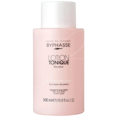 BYPHASSE Lotion Tonique à L’eau de Rose Tous Types de Peaux 500ml – Démaquillants, nettoyants visage / Eau micellaire, tonique, 