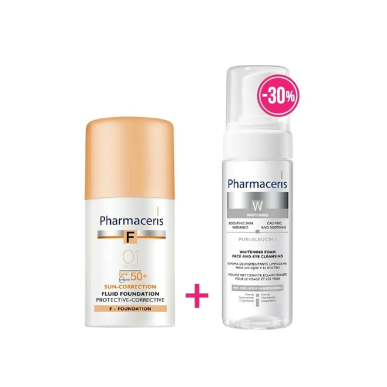 PHARMACERIS Coffret Mousse Nettoyante + Ecran SPF50+ Teinte 01 ou 02 – Démaquillants, nettoyants visage / Lait, mousse, émulsion