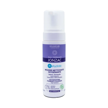 Jonzac REhydrate Mousse Nettoyante Oxygénante Bio 150ml – Démaquillants, nettoyants visage / Lait, mousse, émulsion | Jonzac - V