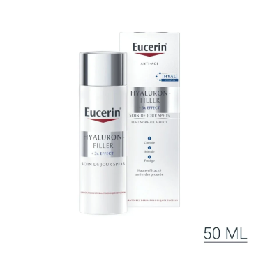 EUCERIN HYALURON-FILLER 3x EFFECT Anti-Age Soin de Jour Peau Normale à Mixte SPF15 – soins anti-âge et anti-rides / Premières Ri