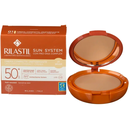 Rilastil Sun System Correcteur de Teint Compact Solaire Teinté Beige SPF50 10g – Maquillage | Rilastil - Visage Tunisie | Miral 