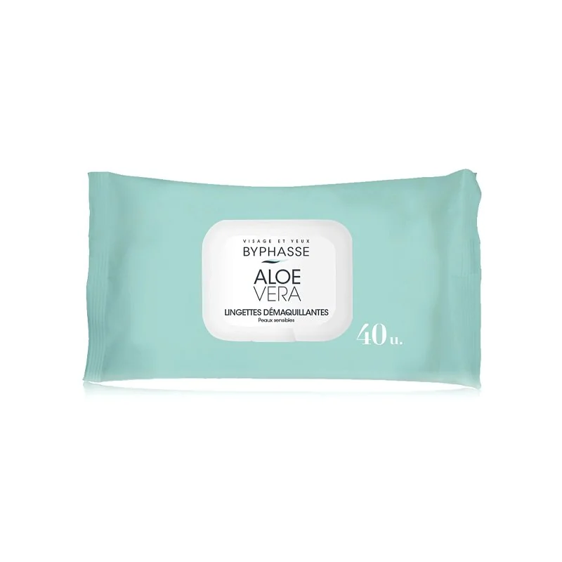 BYPHASSE Lingettes Démaquillantes à L’aloe Vera Peaux Sensibles 40u