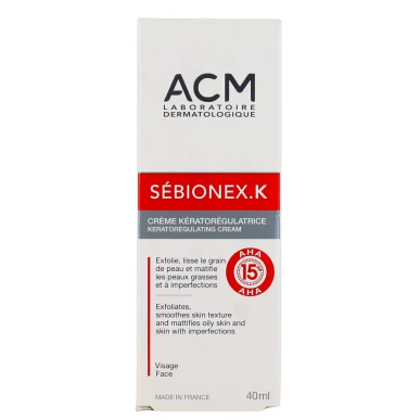 ACM Sébionex K Crème Kératorégulatrice 40ml – Soins peau grasse, mixte et acné | ACM - Visage Tunisie | Miral Parapharmacie