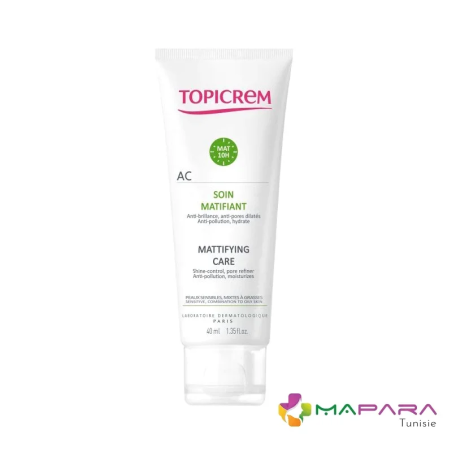 TOPICREM AC Soin Matifiant 40ml – Soins peau grasse, mixte et acné / Matifiants | TOPICREM - Visage Tunisie | Miral Parapharmaci