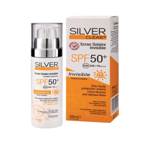 SILVER Clear Ecran Solaire Invisible Spf 50+ 50ml | Marque de confiance - Visage Tunisie | Miral Parapharmacie