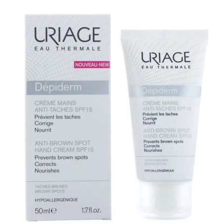 URIAGE DEPIDERM Creme Mains Anti-Taches Brunes SPF15 50ml – Anti tâches | URIAGE - Visage Tunisie | Miral Parapharmacie