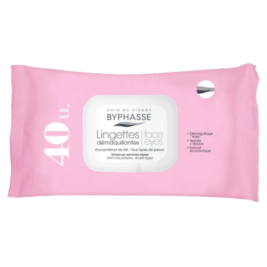 BYPHASSE Lingettes Démaquillantes Protéines de Lait Tous Types De Peaux 40u – Démaquillants, nettoyants visage / Cotons démaquil