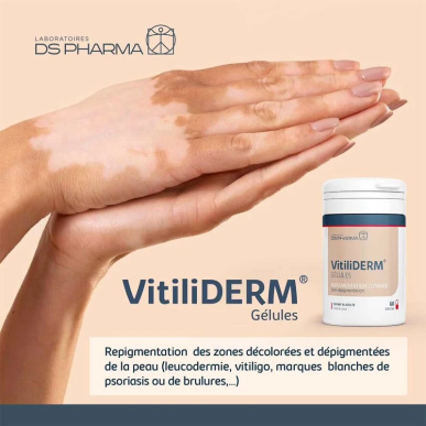 Vitiliderm Repigmentation Cutanee 60 Gelules – soins anti-taches et dépigmentants | DS PHARMA - Visage Tunisie | Miral Parapharm